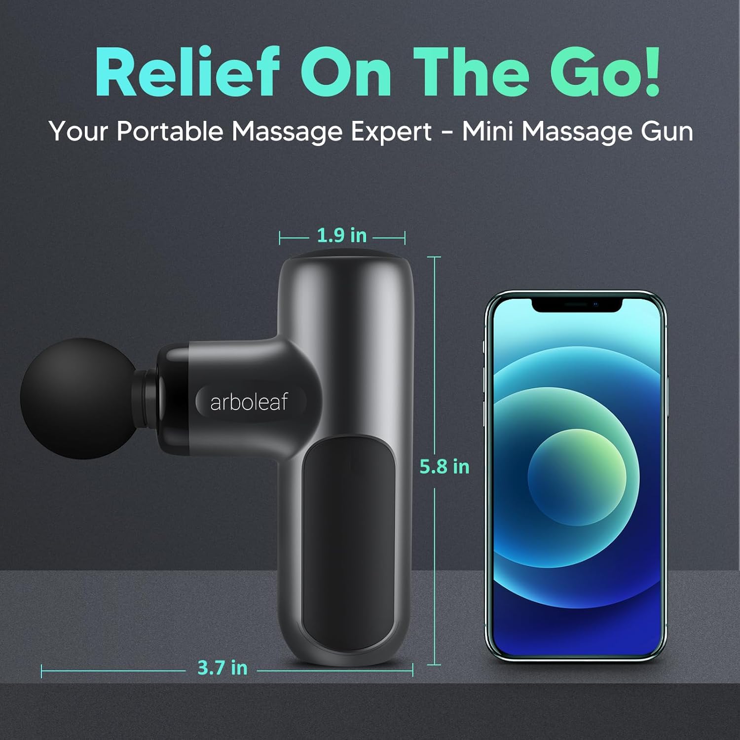 arboleaf Mini Massage Gun Deep Tissue, Percussion Muscle Massager for Back Pain Relief, Portable Small Travel Size, Quiet Massager, Gifts for Woman Man