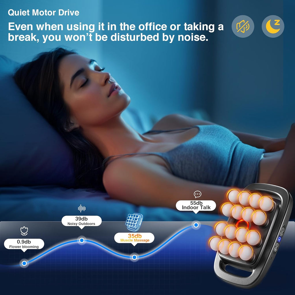 16-Drive 8-Head Massage Gun Set, Deep Tissue Massage Gun Portable with 3 Modes & 30 Intensities, Red Light Therapy, Quiet Percussion Massager for Legs, Waist, Buttocks Muscles Pain Relief